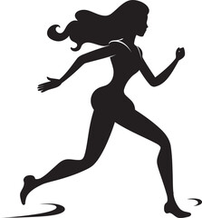 Athletic Motion Vector Logo of Running Woman Chic Sprint Black Vector Running Woman Icon