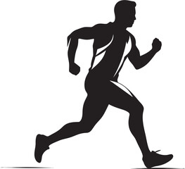 Fototapeta na wymiar Graceful Sprint Black Vector Icon of Male Runner Dynamic Impact Male Black Vector Logo Design