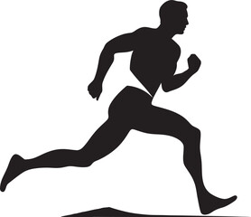 Energetic Sprint Male Black Vector Icon Design Powerful Momentum Running Athletes Black Logo