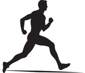 Fototapeta na wymiar Fluid Motion Running Athletes Black Logo Graceful Sprint Black Vector Icon of Male Runner