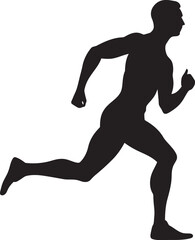Graceful Sprint Black Vector Icon of Male Runner Dynamic Impact Male Black Vector Logo Design