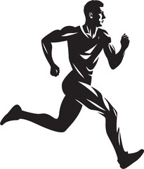 Fototapeta na wymiar Stylish Dash Male Black Vector Icon Design Fluid Motion Running Athletes Black Logo