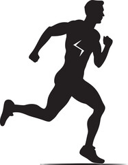 Fototapeta na wymiar Empowered Run Black Vector Logo for Male Athlete Robust Pace Male Black Vector Icon Design
