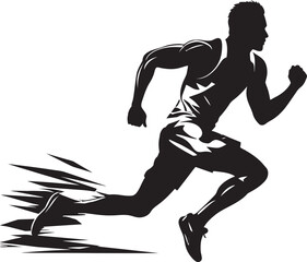 Fototapeta na wymiar Robust Pace Male Black Vector Icon Design Swift Runner Black Vector Logo of Running Athlete