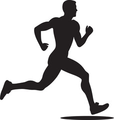 Fototapeta na wymiar Impactful Rush Male Black Vector Logo Design Elegant Sprint Running Athletes Black Icon