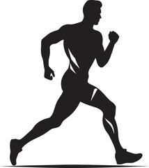 Fototapeta na wymiar Impactful Rush Male Black Vector Logo Design Elegant Sprint Running Athletes Black Icon