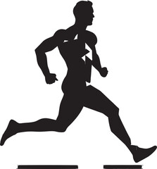 Fototapeta na wymiar Sturdy Sprint Running Athletes Black Icon Accelerated Velocity Black Vector Logo for Male Runner