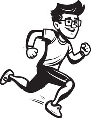 PowerStrider Black Vector Icon for Male Runner RobustRunner Male Black Vector Logo Design