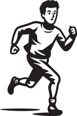 Fototapeta na wymiar QuickStrider Black Vector Icon of Male Runner ImpactfulSprint Male Black Vector Logo Design