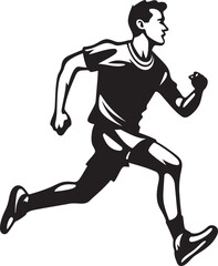 Fototapeta na wymiar ElegantPacer Running Male Persons Black Icon AthleticDash Black Vector Logo for Male Runner