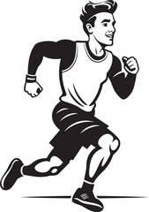 Fototapeta na wymiar SteadySprinter Running Male Persons Black Icon AccelerateMan Black Vector Logo for Male Sprinter