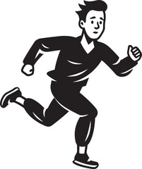 Fototapeta na wymiar Impactful Rush Male Black Vector Logo Design Elegant Sprint Running Male Persons Black Icon