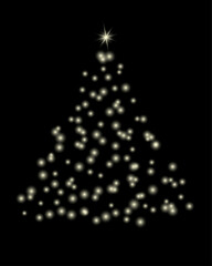 Christmas tree on a transparent background. Garland on an invisible Christmas tree. Vector illustration.