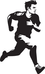 Fototapeta na wymiar Athletic Rush Black Vector Logo for Male Runner Speedy Momentum Male Persons Black Logo