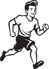 Fototapeta na wymiar Swift Flow Running Athletes Black Logo Quick Stride Black Vector Icon of Male Runner
