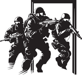 Dynamic Breach Black Vector SWAT Door Kick Logo Tactical Entry Door Kick SWAT Team Icon