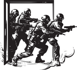 Entry Tactics Black Vector SWAT Team Emblem Forceful Entry Door Kick Black Vector Icon