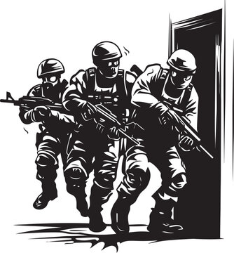 Tactical Entry Door Kick SWAT Team Icon Forced Access Black Vector Door Kick Emblem