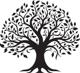 Obraz premium Eternal Forest Tree Black Vector Symbol Mystic Grove Black Vector Tree Icon
