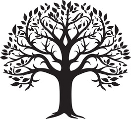 Fototapeta premium Mystic Grove Black Vector Tree Icon Arboreal Aura Tree Black Vector Logo