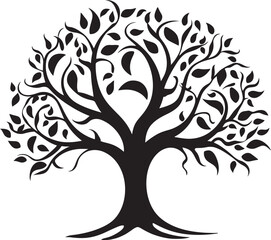 Natures Tapestry Black Vector Tree Mark Shaded Sanctuary Tree Black Vector Icon
