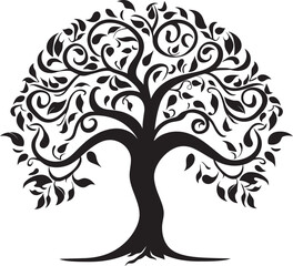 Majestic Canopy Black Vector Tree Emblem Silent Sentinels Tree Black Vector Logo