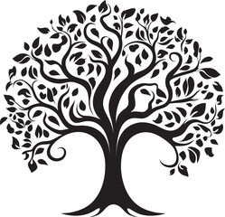 Obraz premium Silent Sentinels Tree Black Vector Logo Sylvan Serenade Black Vector Tree Icon