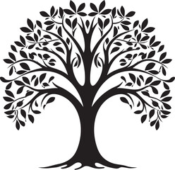 Fototapeta premium Elegant Silhouette Tree Black Vector Symbol Majestic Woodland Black Vector Tree Mark