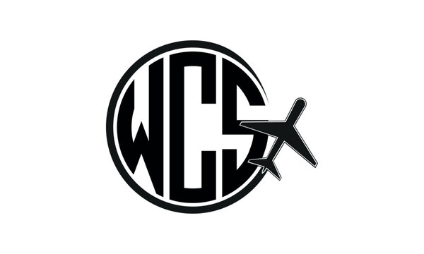 WCS three initial letter circle tour & travel agency logo design vector template. hajj umrah agency, abstract, wordmark, business, monogram, minimalist, brand, company, flat, tourism agency, tourist