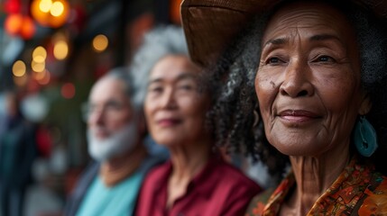 Fototapeta premium a group of older people standing next to each other