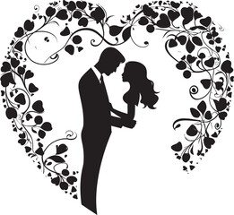 Blossom Affection Wedding Floral Logo Romantic Bouquet Black Vector Design © BABBAN