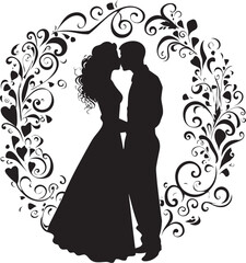 Blossom Embrace Floral Decor Icon Elegance in Petals Black Vector Logo