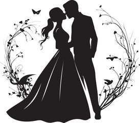 Blossom Waltz Wedding Floral Mark Eternal Garden Embrace Black Vector Design
