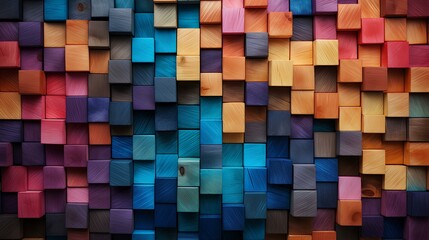 colorful wooden block pieces, beautiful wood fiber, AI Generative