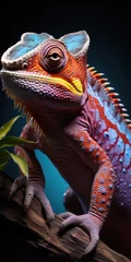 Fotobehang colorful chameleon - closeup side view © Salander Studio
