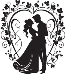 Eternal Garden Romance Wedding Floral Icon Blooming Love Story Black Vector Emblem
