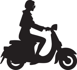 Trendsetting City Glide Black Vector Emblem Scooterista Style Woman Vector Design