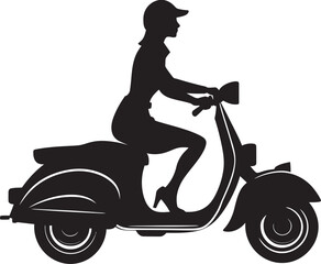 Fototapeta premium Cityscape Trendy Spin Black Vector Symbol Urban Fashion Ride Woman Vector Logo