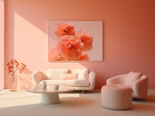 Modern interior detail in peach fuzz color 