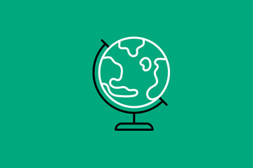 globe illustration in flat style design. Vector illustration.	