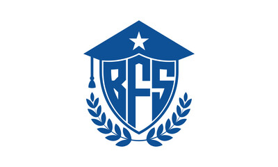 BFS three letter iconic academic logo design vector template. monogram, abstract, school, college, university, graduation cap symbol logo, shield, model, institute, educational, coaching canter, tech
