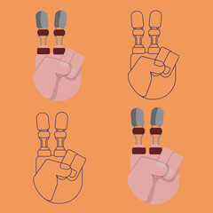 Hand stuff. Peace inclusion fingers. Vector line hands. Textured hands. Texture vector