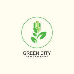 Nature city logo design with green city concept for business