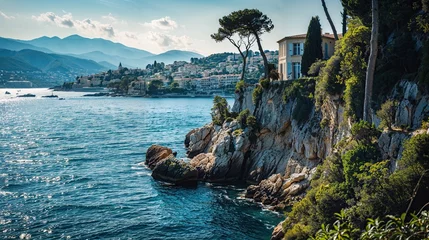 Foto op Plexiglas bord de mer rocheuse de la côte méditerranéenne par beau temps  © Sébastien Jouve