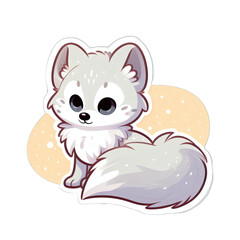 Generative AI Cute Little Wolf Sticker, cute little snow wolf sticker, little wolf stickers, adorable polar wolf stickers, funny wolf stickers, cute little white wolf stickers, baby wolf sticker