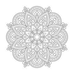 Best Oriental Mandala Flower Design coloring book page vector file