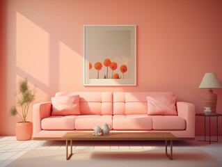 Modern interior detail in peach fuzz color 