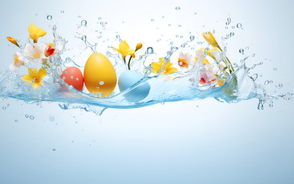 easter eggs in water