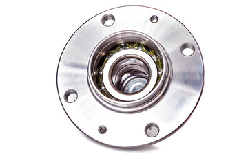 The new hub of the passenger car wheel. Metal products on a white background. Citroen