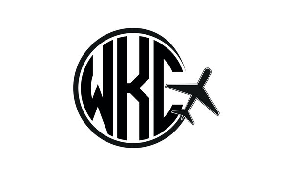 WKC three initial letter circle tour & travel agency logo design vector template. hajj umrah agency, abstract, wordmark, business, monogram, minimalist, brand, company, flat, tourism agency, tourist